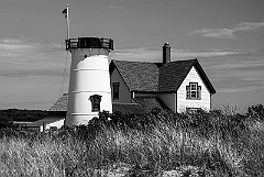 Headless Stage Harbor Lighthouse on Cape Cod -BW